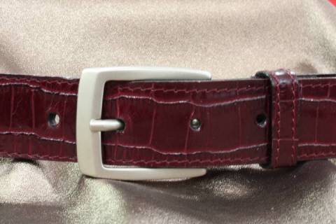 Ledergürtel 30 mm - Kalbslederprägung - Dunkelrot - 011
