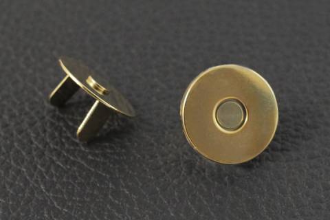 10 Magnetknopf - Magnetverschluß - 18 mm - Flach - Gold 186