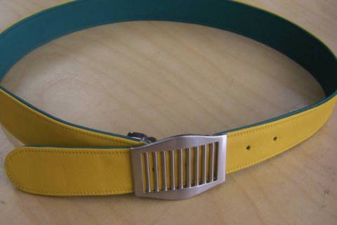 Leder Wendegürtel Gelb - Grün 162 - Bild: A1