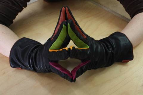 Mywalit - Leder - Design - Handschuhe schwarz-bunt - Picture: A1