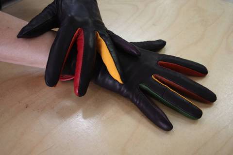 Mywalit - Leder - Design - Handschuhe schwarz-bunt - Picture: A4