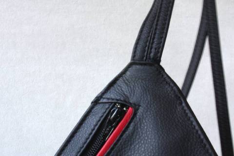 Lenz - Lederrucksack  Schwarz - Rot - Picture: A3