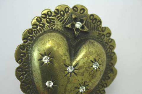 Herz - Strass - Gürtelschnallen Altmessing 40 mm 004-N1 - Picture: a1